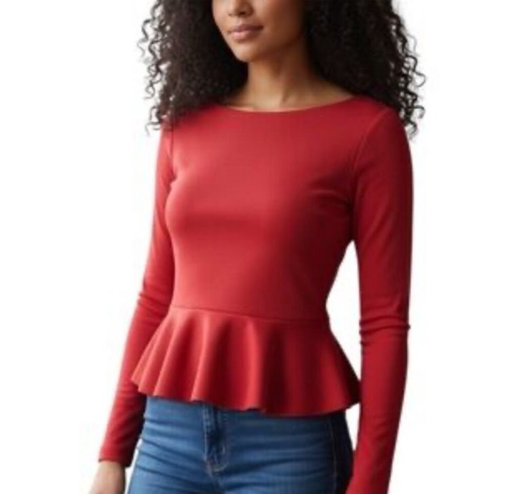 Jason Wu Peplum Blouse Small Red Dressy Office Siren Twee Valentines Day NWT